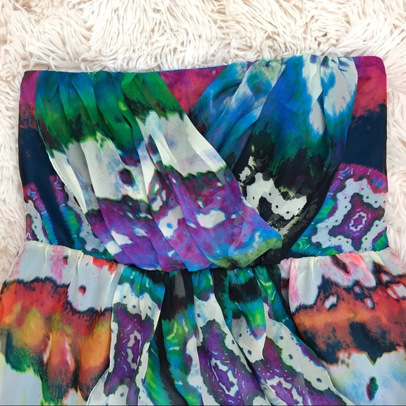 C. LUCE Women's Dress Strapless Watercolor Mini - Picture 2 of 8